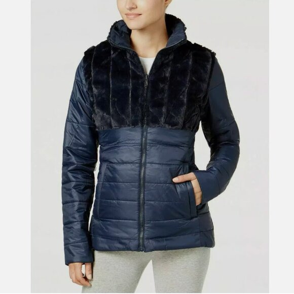 North Face Harway Reversible Puffer Jacket Faux Fur Fleece Insulated Women XL - Picture 5 of 10